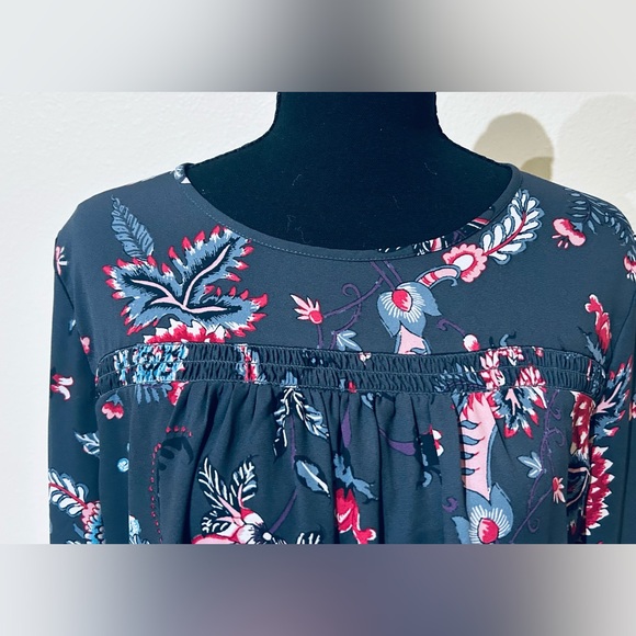 LOFT Dark Floral Blouse with Long Sleeves - Picture 6 of 7